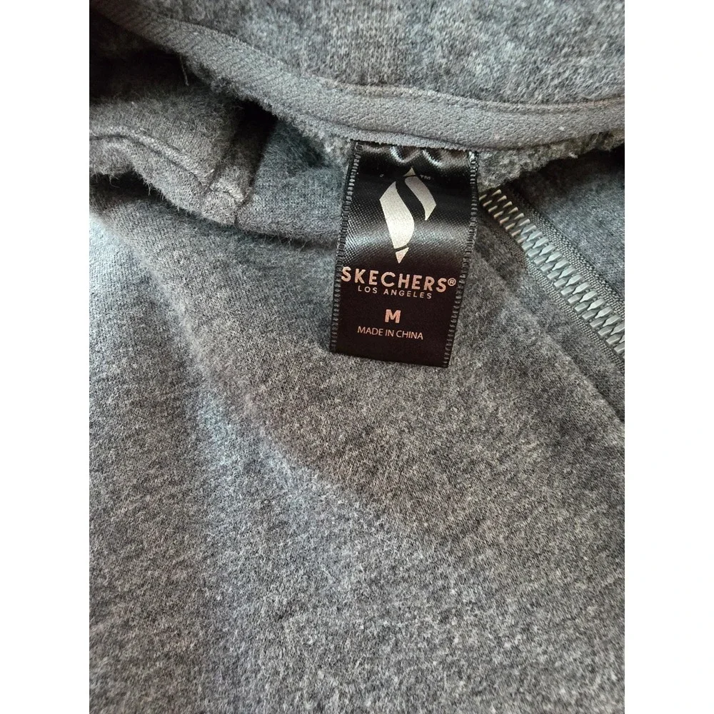 Skechers Los Angeles Womens Medium Gray‎ Full Zip Fleece Jacket Funnel Neck 1228